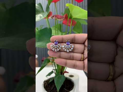 Beautiful gj polish studs with green stone